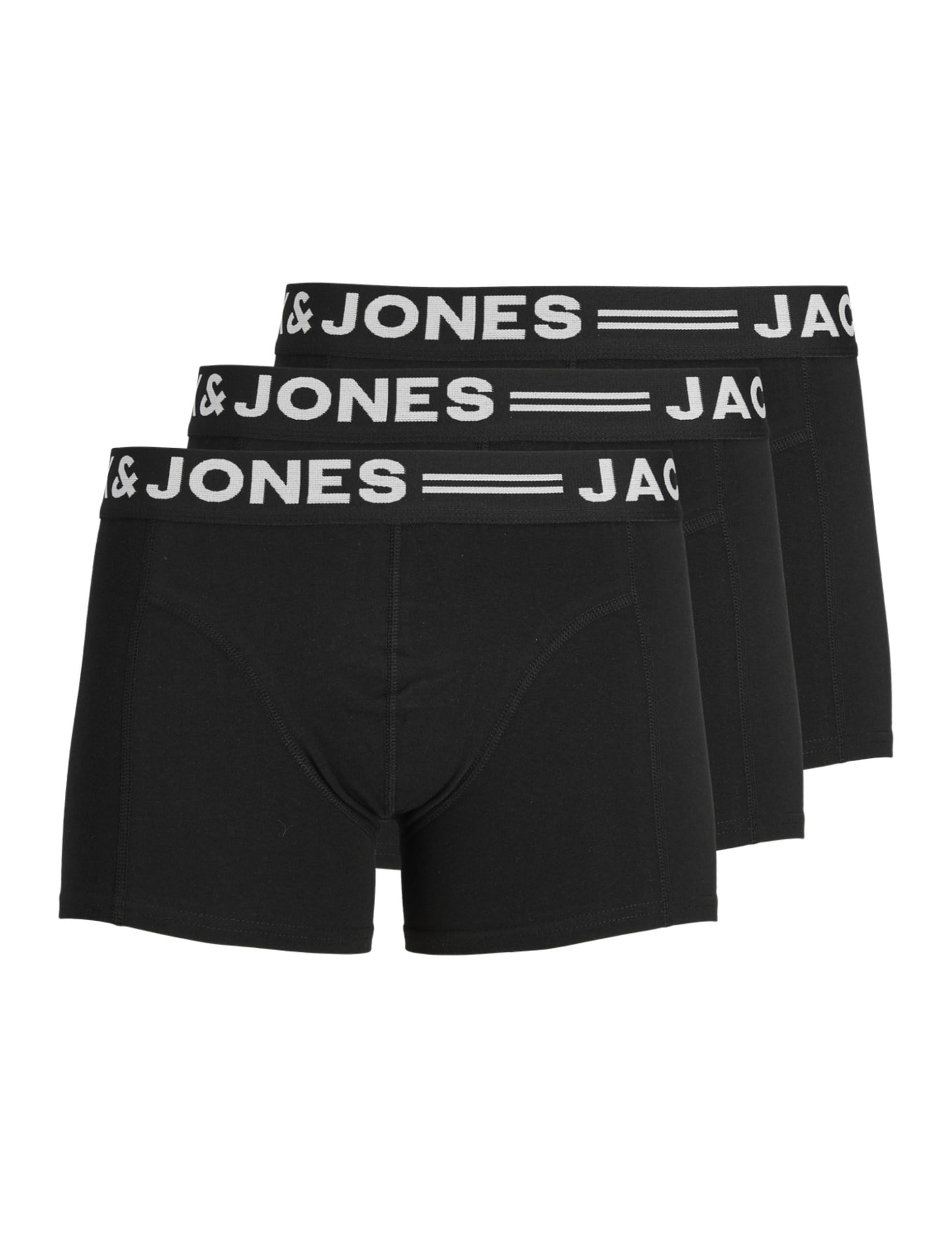 Jack & Jones Sense Trunks 3-Pack Uomo Boxer Nero Xxl 95% Cotone, 5% Elasthane-image