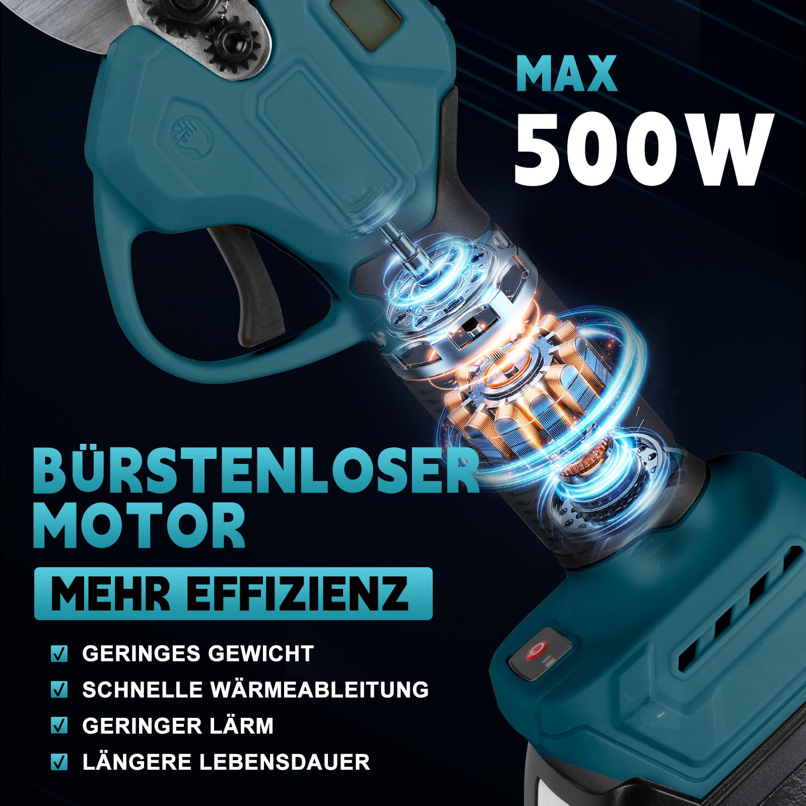 Akku Astschere Elektrische Gartenschere 45mm kompatibel mit bosch GBA 18V Akku Bürstenlosen Motor Elektrisch Astsäge Batterie Schere LCD zum Beschneiden von Bäumen Obstbäumen (ohne Akku)