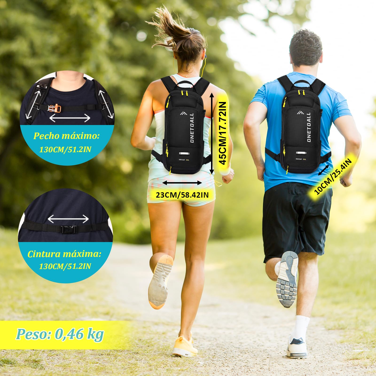 LOCAL LION Mochila Ciclismo 10 Litros, Mochila MTB de Hidratación, Mochila Bicicleta Montaña Pequeña Ligera con Funda Impermeable y Funda Casco para Bici Enduro Running Esqui Ski para Hombre y Mujer