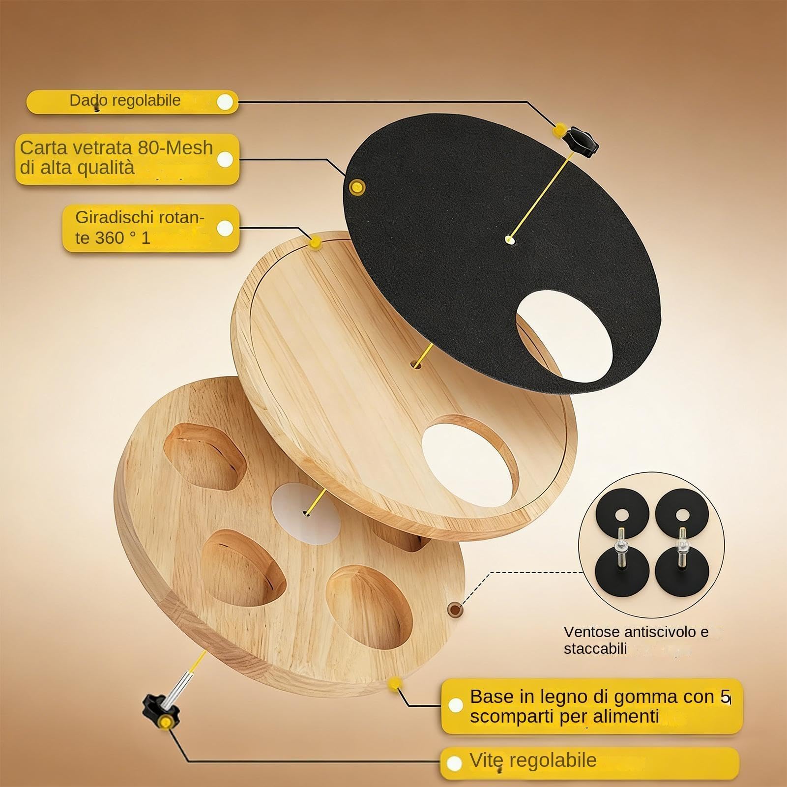 Generico Grattoir à ongles pour animaux domestiques - Planche rotative en