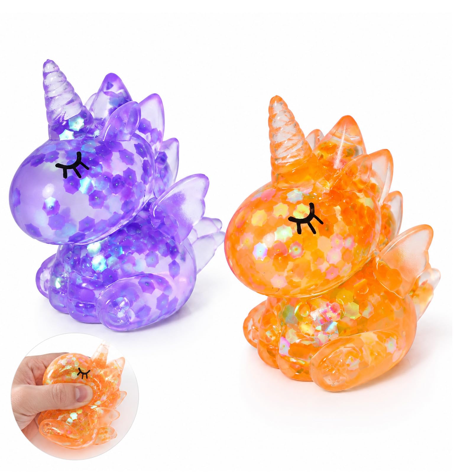 CLPKLQ 2 PCS Unicorn Squishy, Squishy Set, Glitter Decorated Stylish Ornament, Indoor Space Decor And Daily Leisure Entertainment Use