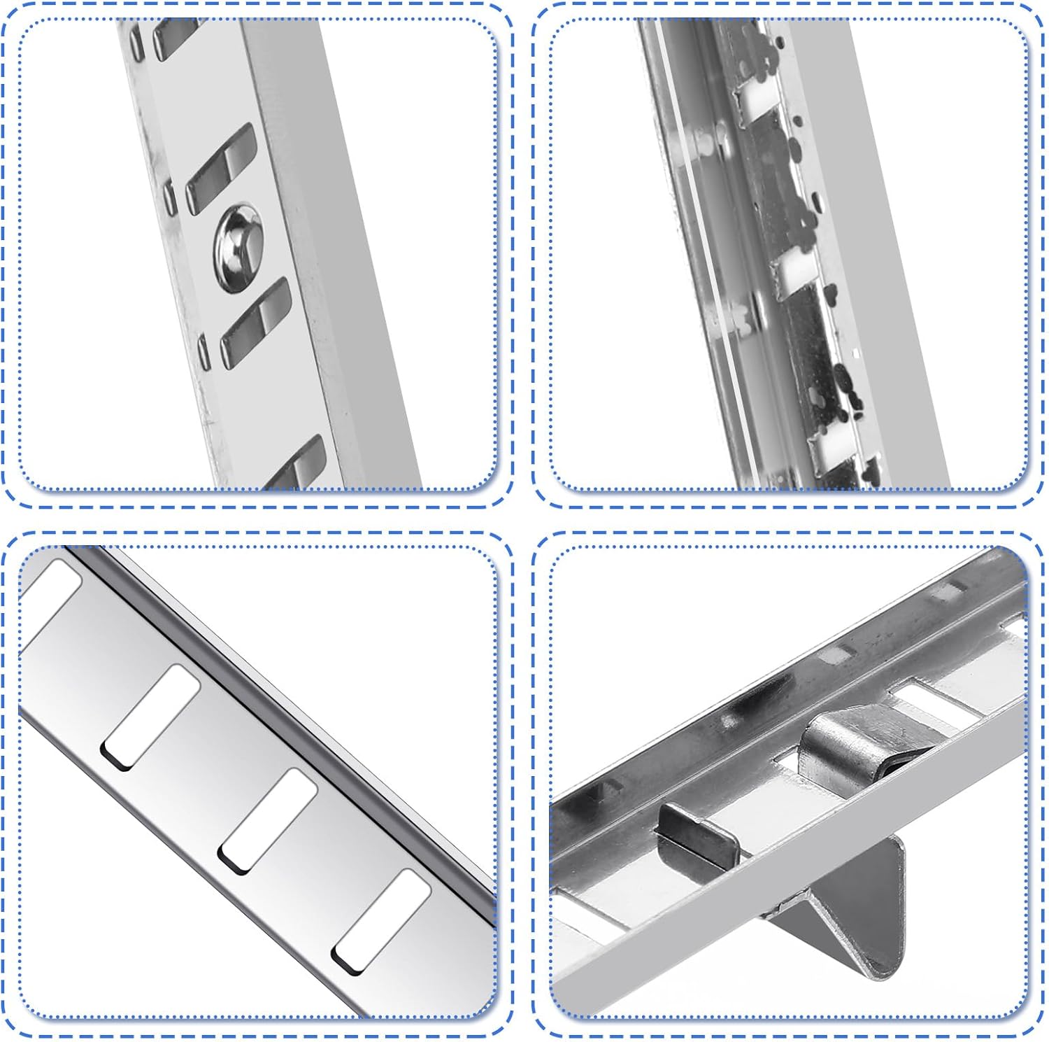 12 Pcs 36 Inch Shelf Pilaster Metal Mortise Mount Pilaster Strip Adjustable Shelf Standards for Wall Shelving System Closet Organization Storage, Silver (Silver)