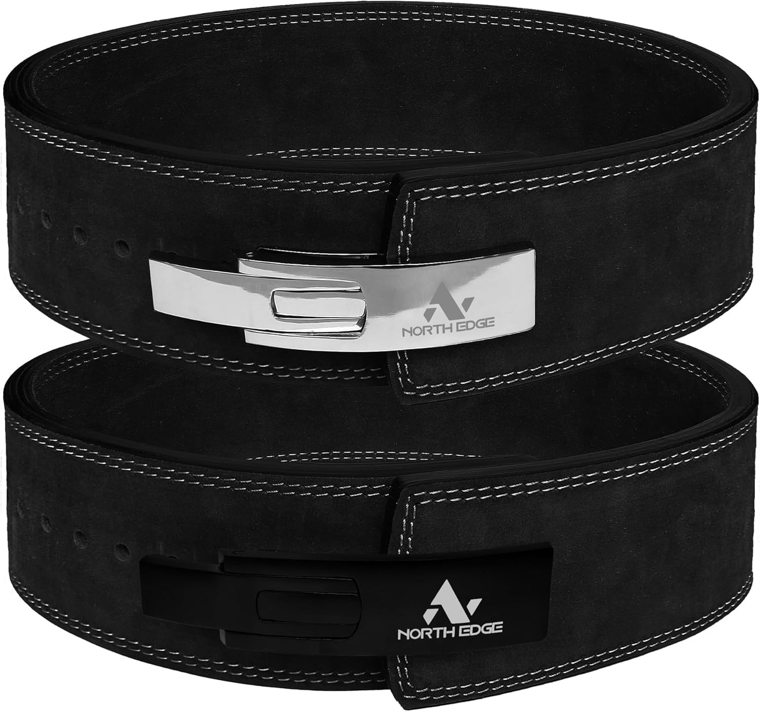 Leather Weight Lifting Belt Powerlifting Belt Back Support – 4” Wide x 10mm Thick Lever Buckle Cowhide Leather Training Belt (Medium, Black)