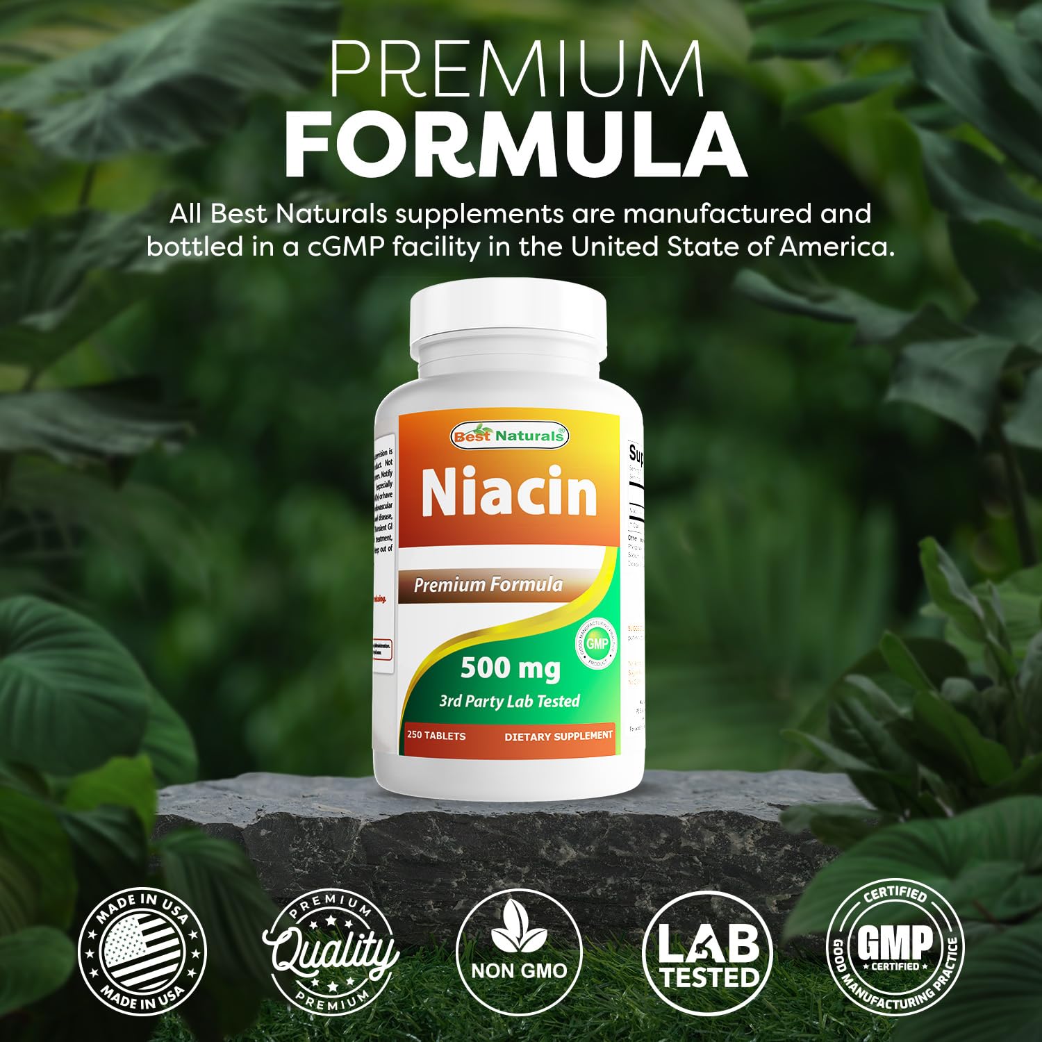 Best Naturals Niacin 500mg 250 Tablets with Flushing - Also Called Vitamin B3 (250 Count (Pack of 1)) — Amazon image 5