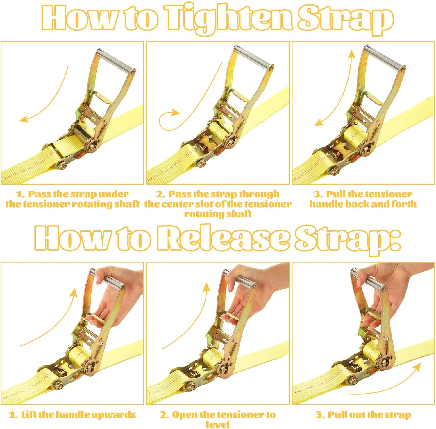 4 Pack 2 Inch Ratchet Straps Heavy Duty 20ft Tie Down Straps Ratchet Flat Hook, 10000 LBS Break Strength, Cargo Ratchet Strap for Moving, Truck, Trailers, Motorcycles, Kayaks, Car Roof