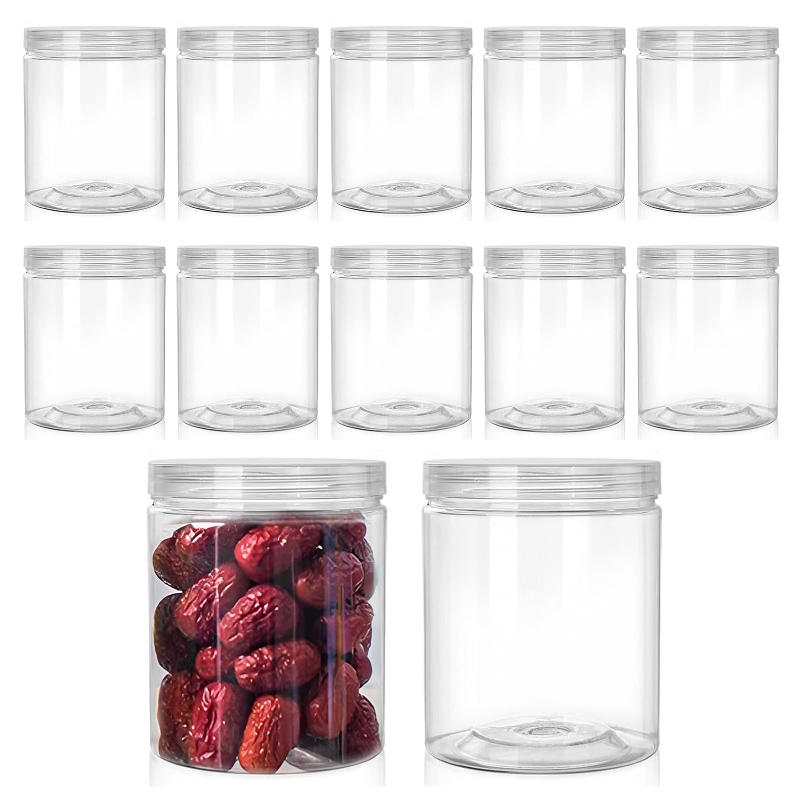 Rjayaa Clear Plastic Jars With Lids 210Ml, 12Pcs Plastic Storage Jars Containers Empty Spice Sweet Bottles For Kitchen Food Slime