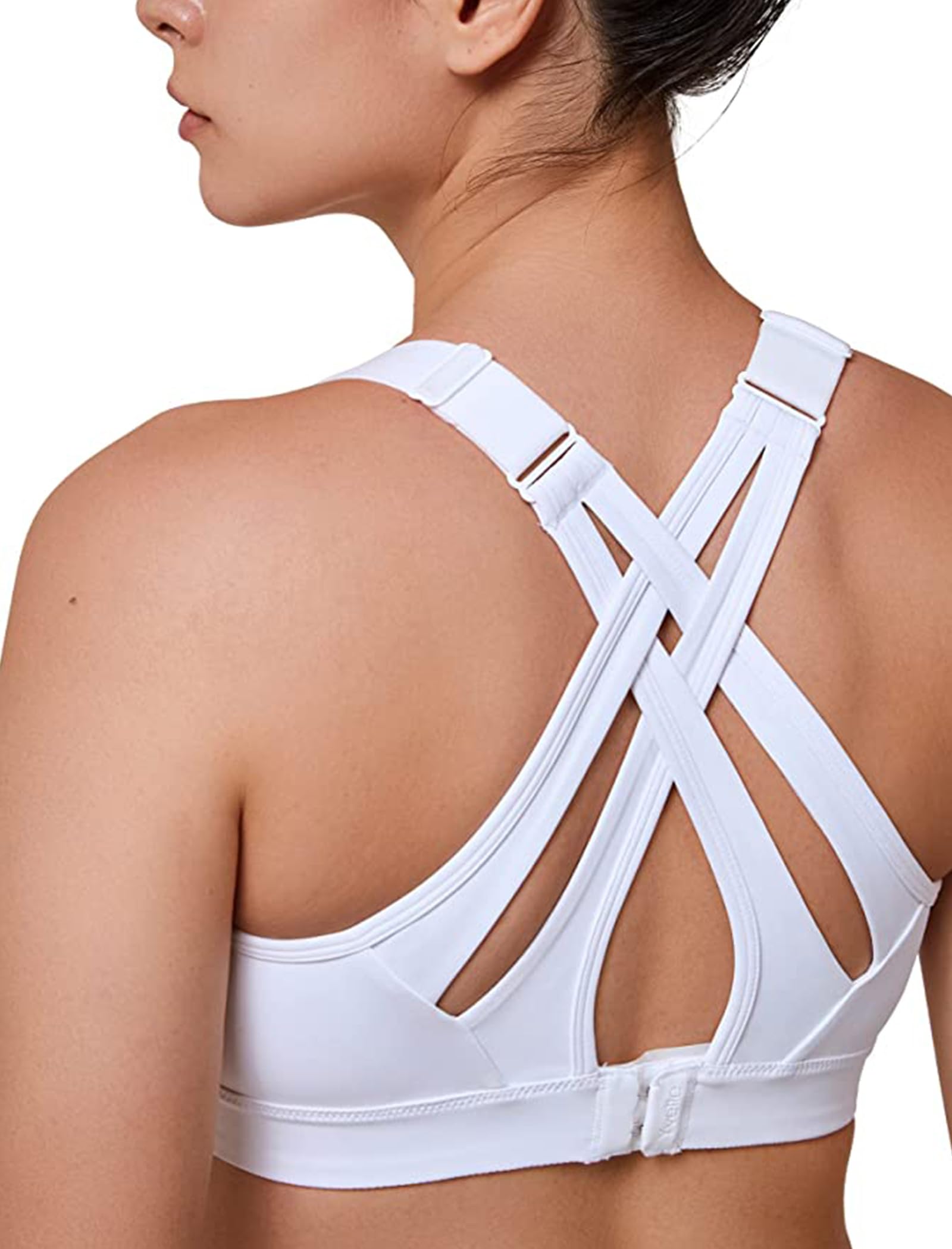 Sports Bra High Impact Adjustable Criss Cross Back, Full Support for Large Bust No Bounce