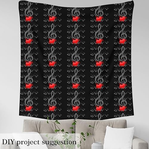 Miniatura 3 de Tela musical por The Yard, Notas Musicales románticas Tela de tapicería, Tela decorativa de música Hip Hop Pop, Patrón de amor de corazón amoroso