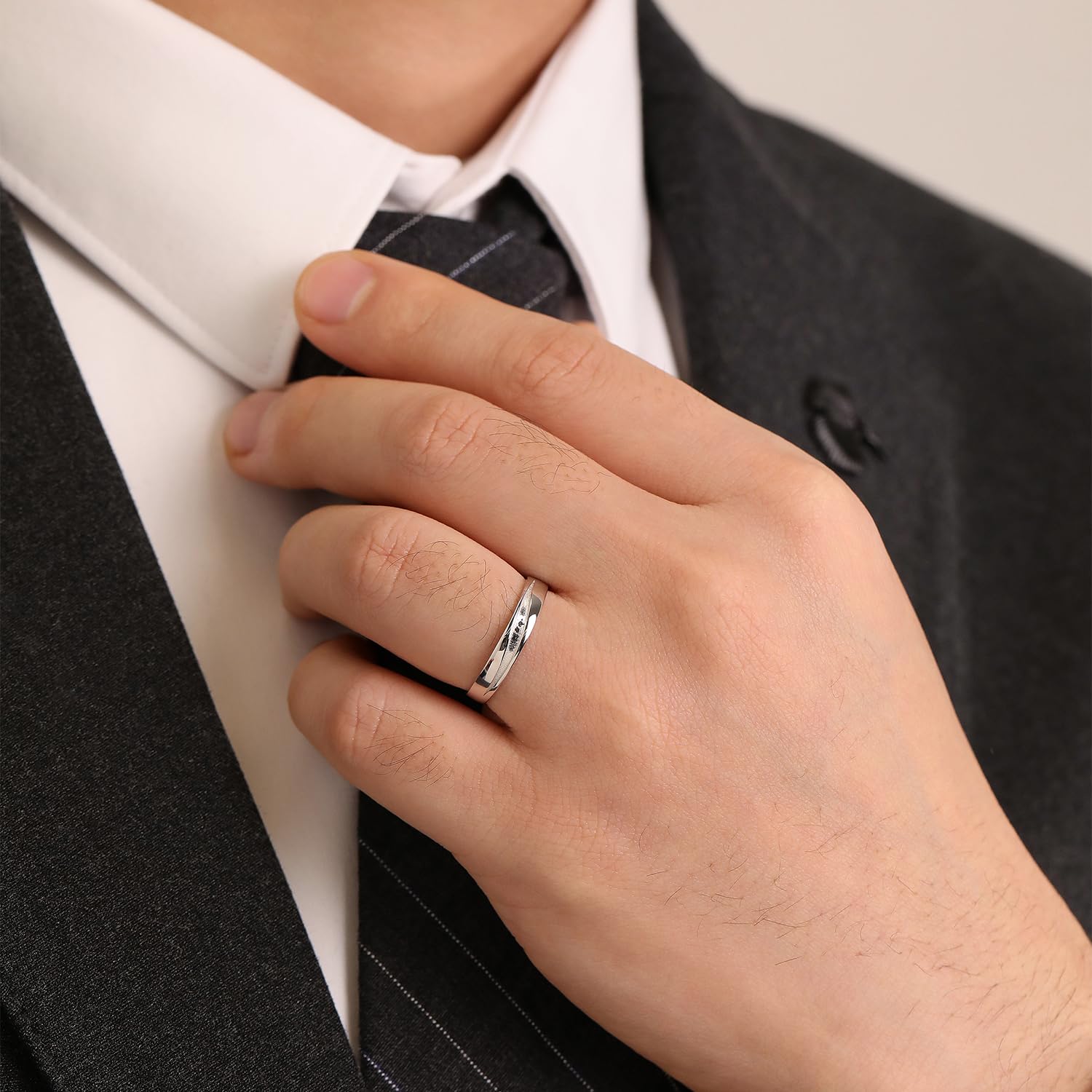 Meissa Alianzas Anillos de Pareja Plata de Ley 925 Bodas Compromiso Mujeres Hombres de Promesa Banda Aniversario Tamaño Ajustable Alianzas Novios (Juego de Dos Anillos)
