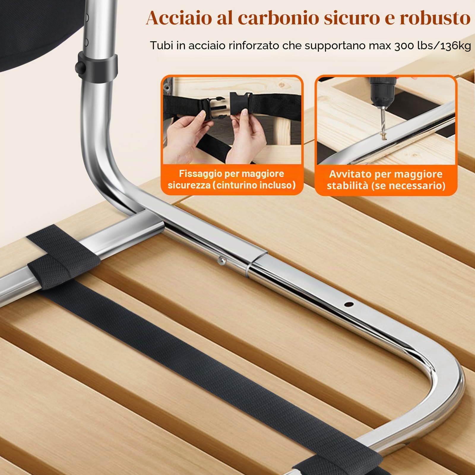 DePango - Griglia per la sicurezza degli anziani, altezza regolabile e griglia del letto con spazio per letti queen e king-size, griglia di protezione per letto in acciaio al carbonio per anziani