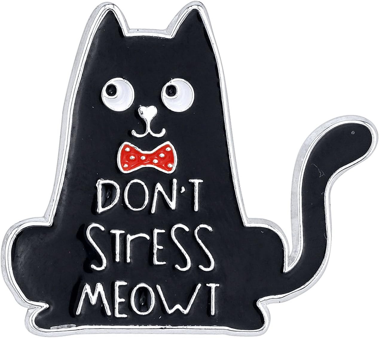 Pin Pushers "Don't Stress Meowt Black Cat Enamel Lapel Pin Brooch