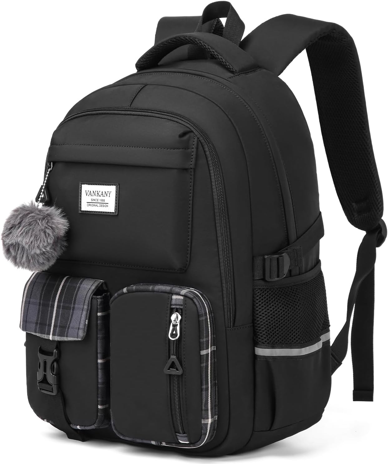 School Backpack for Teen Girls, Big Student Laptop Backpack Aesthetic Bookbags for College Women Elementary Middle High School Travel Mochilas Escolares, Black