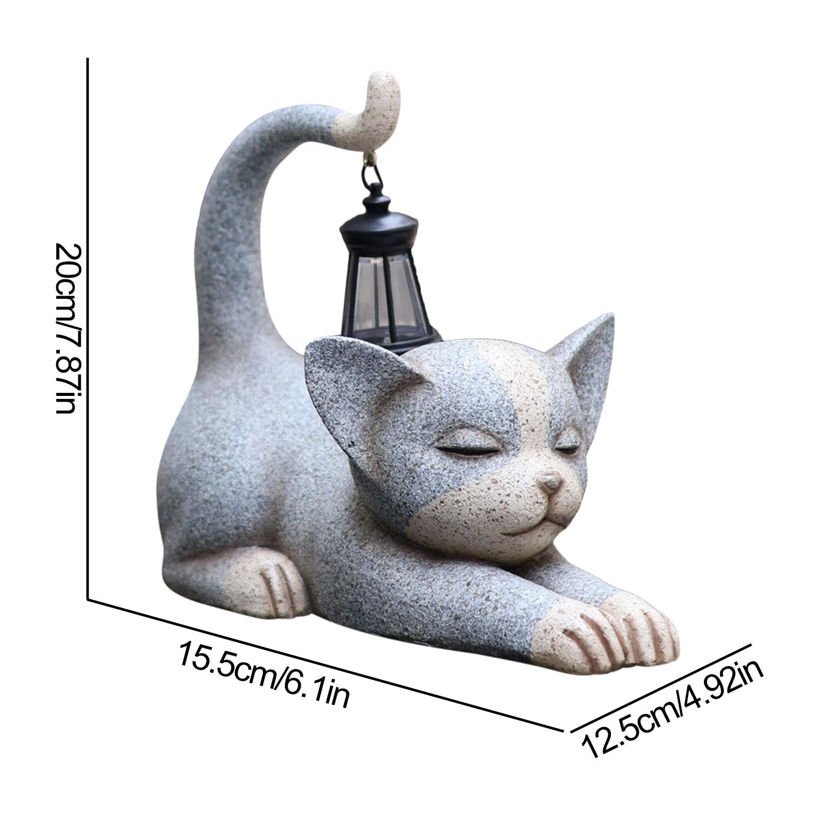 Luce Solare Gatto YUNYODA: Decorazione Giardino In Resina, LED Solare, Doppio Gatto, 21,5 Cm