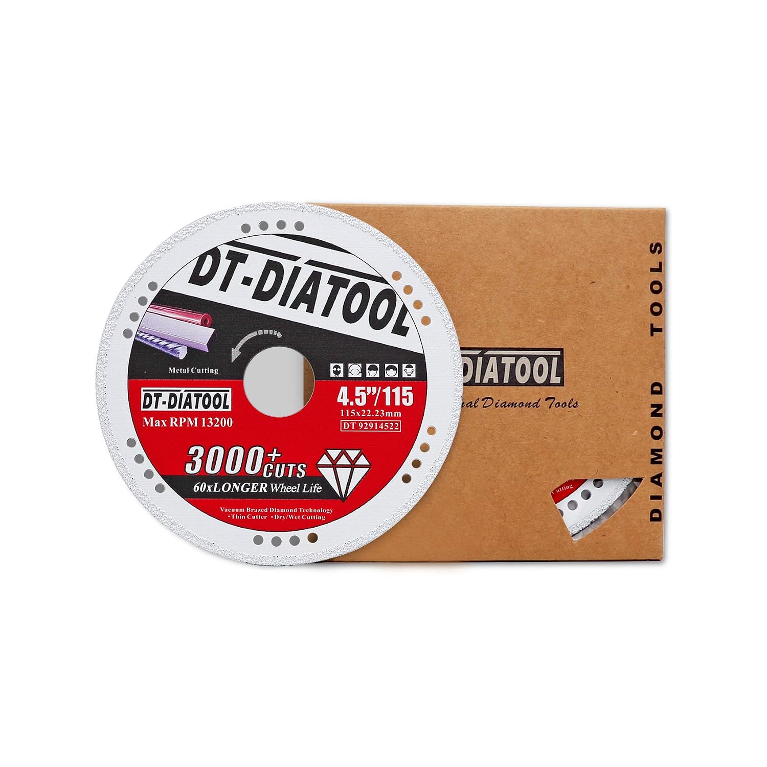 DT-DIATOOL Diamond Cut Off Wheels 4-1/2 x 7/8 for Steel Iron Rebar Metal Cutting Blades for Angle Grinder(2-Pack)