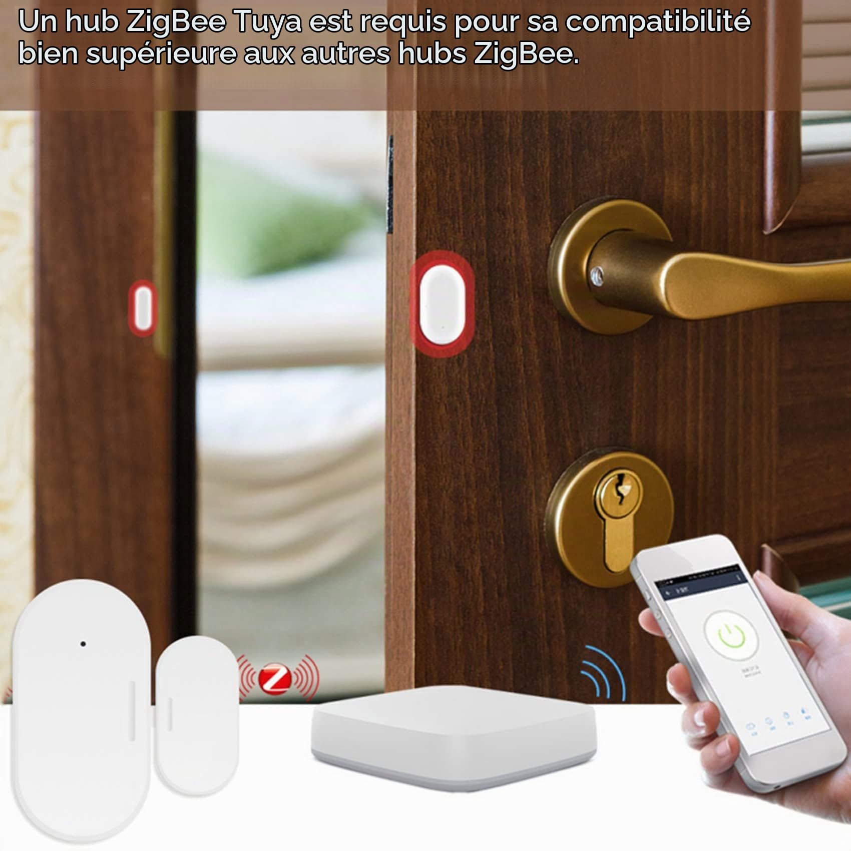 8X Tuya Zigbee Capteur de Porte et Fenêtre Domotique Intelligente Protection de Sécurité Smartlife APP Alarme à Distance Poussée En Temps Réel