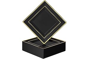 Elegant Black Square Plate Set