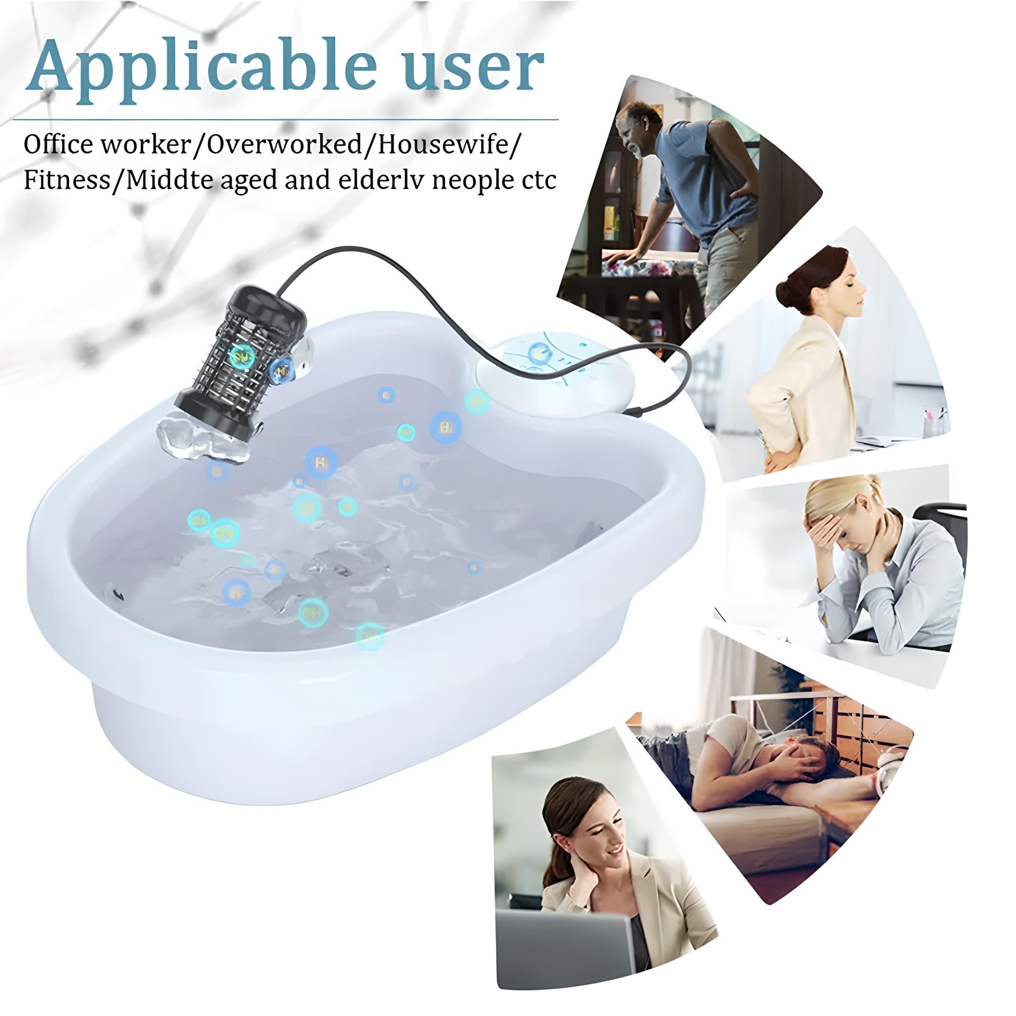 Máquina de baño de pies iónico para el hogar, desintoxicación y limpieza con palangana para un cuerpo relajado y aliviado