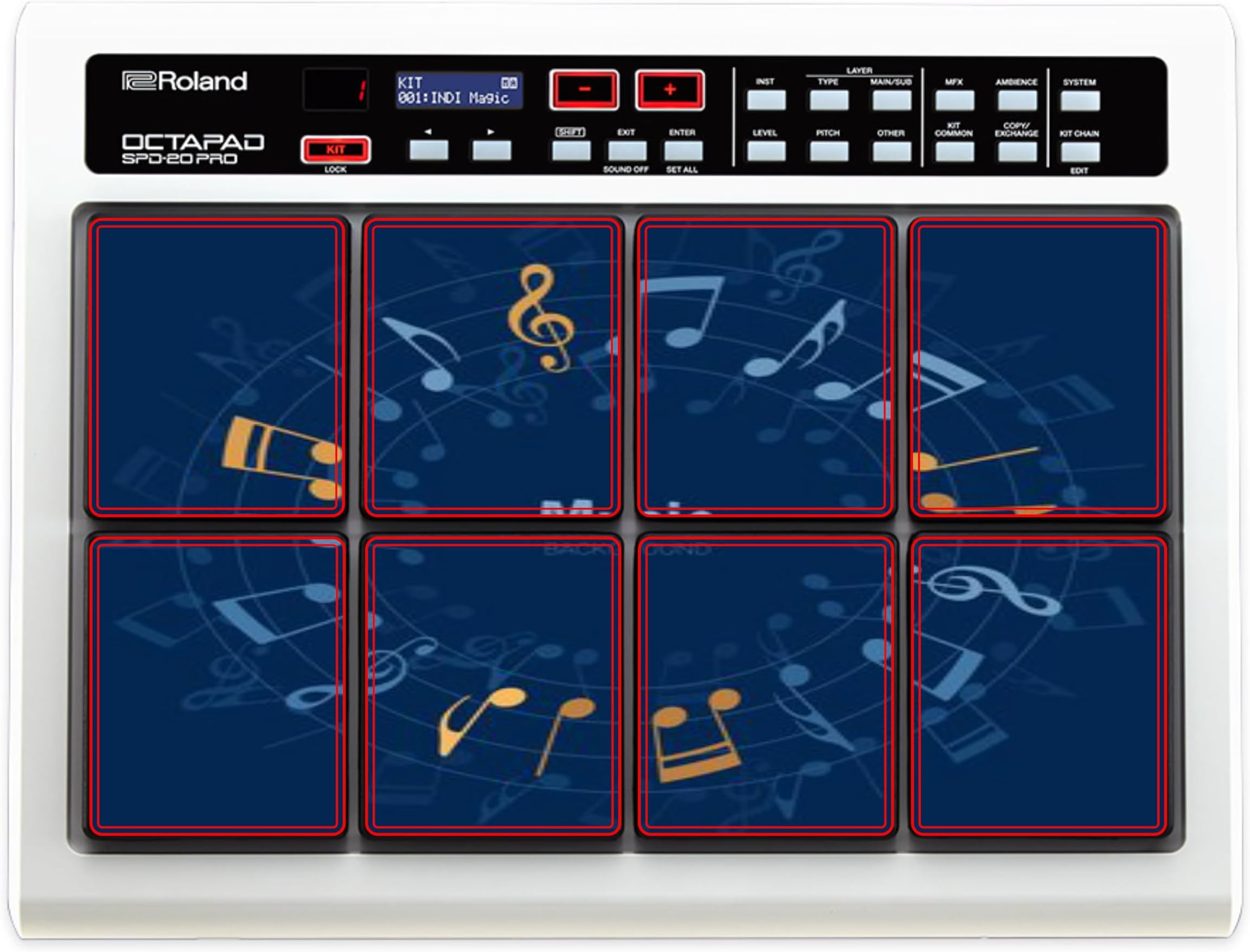 RHYTHM PRO PVC Vinyl Waterproof Stickers Set Of 8pcs for Roland Octapad Compatible With SPD20/SPD-11/SPD-8 (DESIGN 19)