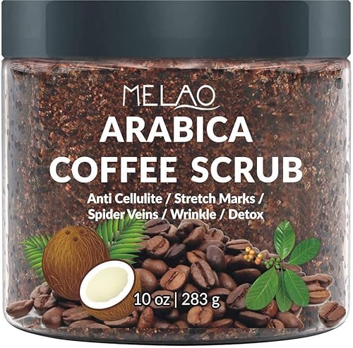 100% Natural Arabica Coffee Scrub with Organic Coffee, Coconut and Shea Butter. 10 oz (pack of 1)
