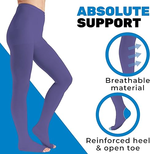 Miniatura 16 de Absolute Support - Medias de compresión opacas con puntera abierta, firme apoyo, 20-30 mmHg, M