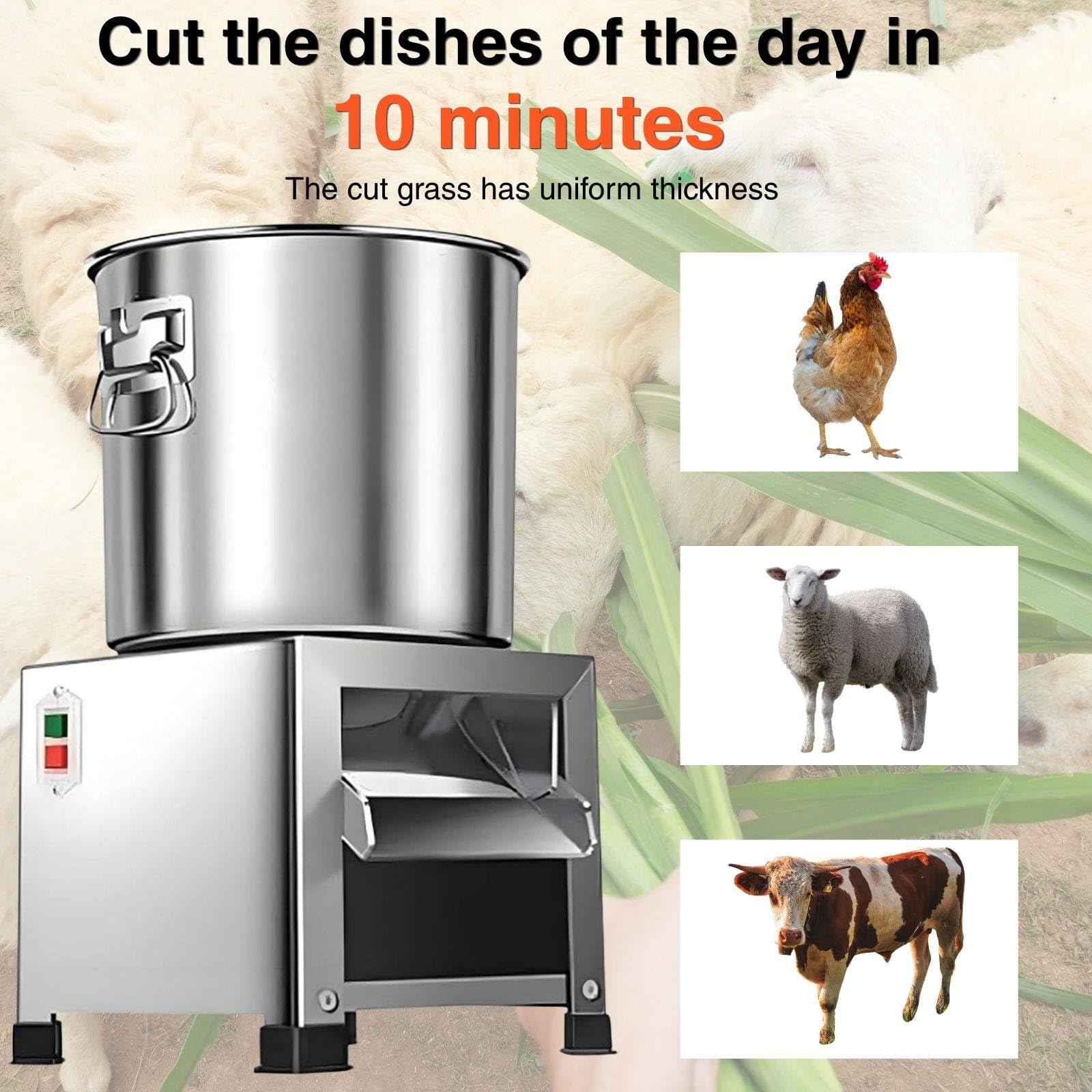 Peletizadora Pienso 1800W, Picadora de Verduras de Acero Inoxidable, 3500RPM, 50-120kg/H, Triturador para Gallinas, Patos, Cerdos, Ovejas, Lavable
