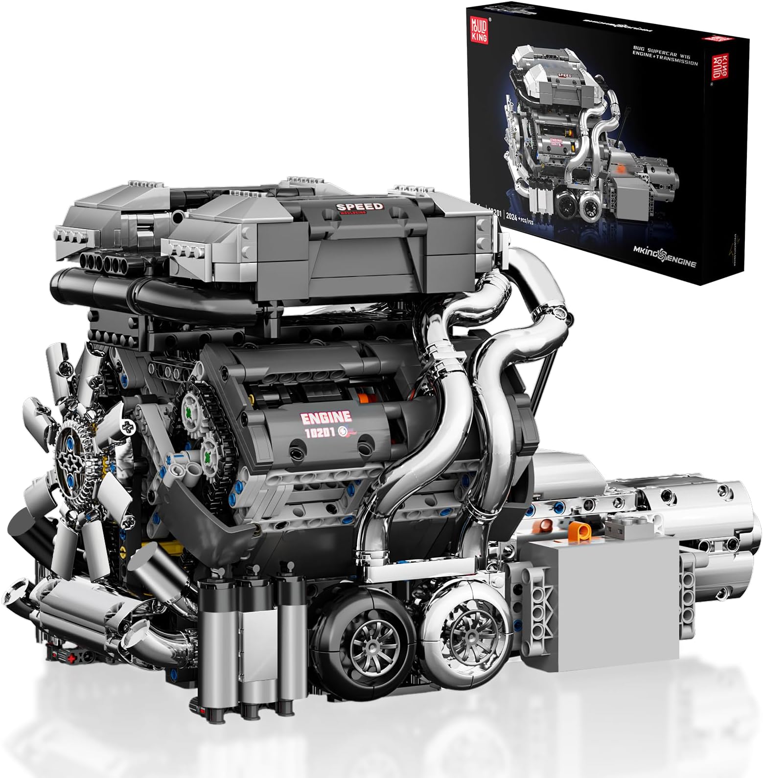 W16 Model Engine Kit for Adults, V8 Engine Building Sets, Mini Engine Toys Scale with Motor, STEM Project Building Kits, DIY Collectible Blocks for 14+ (2024 Pieces) 10201