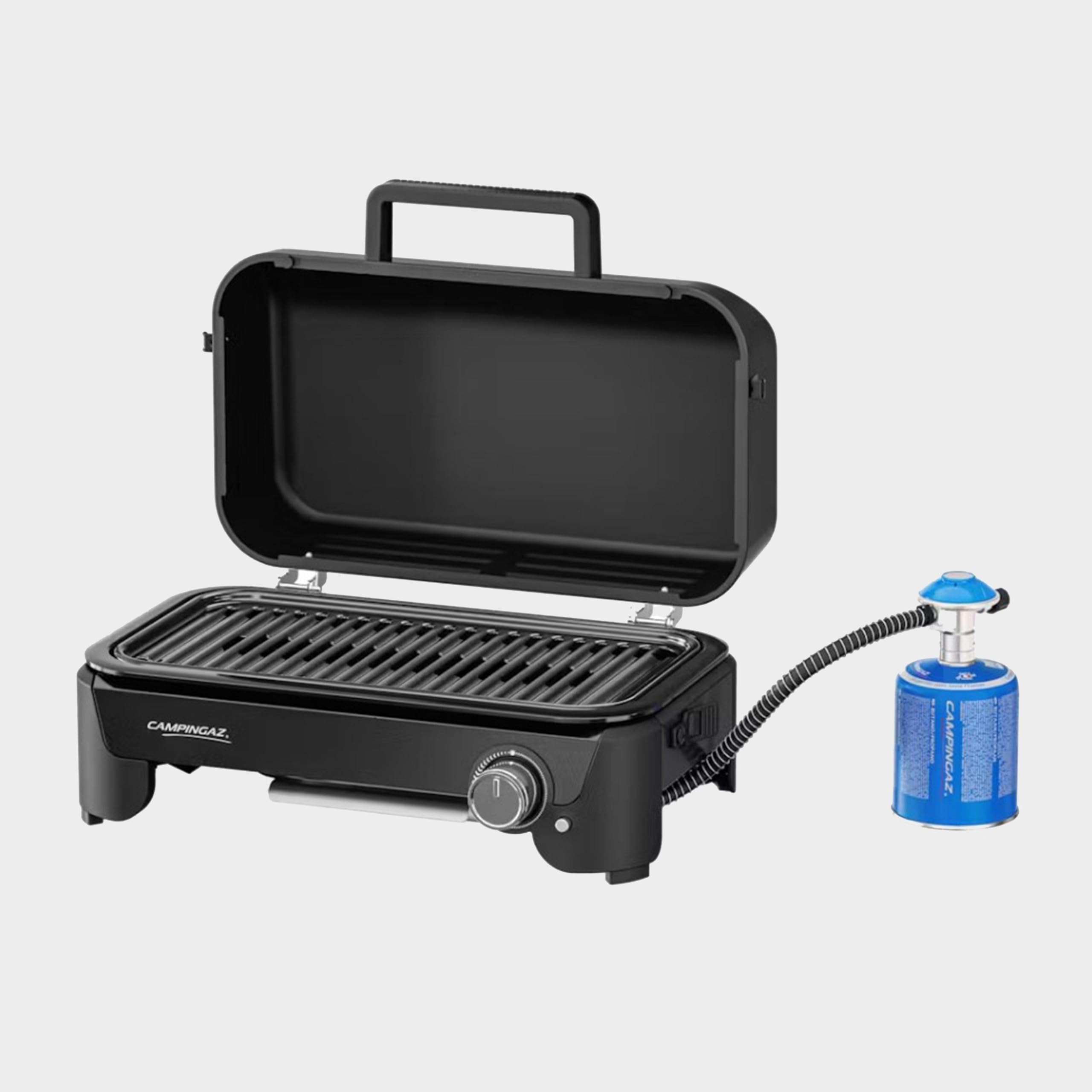 Campingaz Tour & Grill S Barbecue à gaz | Utilisable comme barbecue de table ou sur pied | Barbecue portable avec couvercle & pieds amovibles | Pour camping, balcon et terrasse | 2400 W