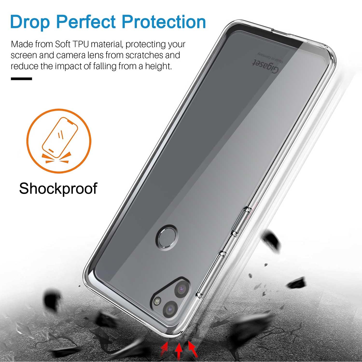 Kit Protezione Completo Per Gigaset GS5: Cover Antiurto + Vetro Temperato + Anello Porta Cellulare | Trasparente - 3