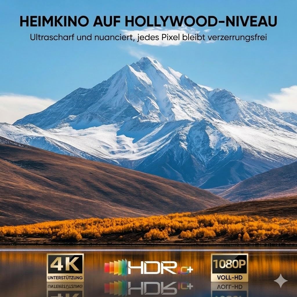 [Wielio 2026 Upgrade Google TV Beamer] Natives 1080P, 4K-Unterstützung, 25000 Lumens,elektrischer Fokus & Trapezkorrektur, WiFi & BT Heimkino Beamer, Mini Projektor mit 360° drehbarem Ständer