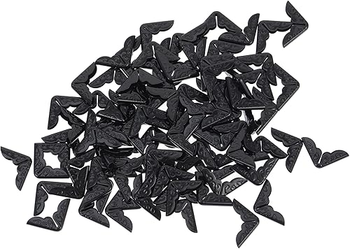 EXCEART 100 piezas vintage para esquinas de libro, protectores de esquina para álbumes de recortes, cuadernos (negro)