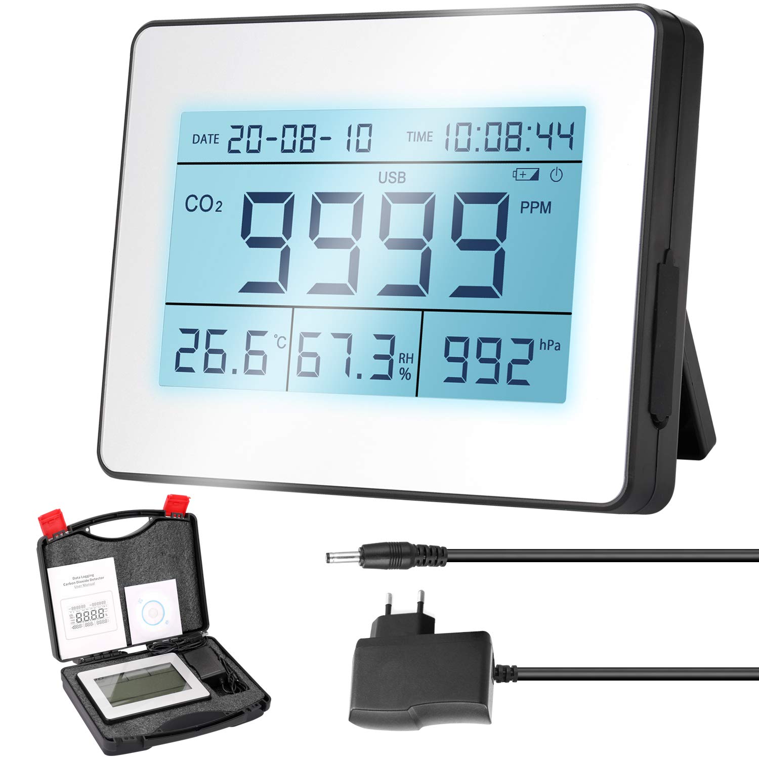 TrueCartProfessional LCD Data Logging Carbon Dioxide Detector with CO2 Concentration Air Temperature Humidity Barometric Pressure Detection Perpetual Calendar Time Display Function-picture-21