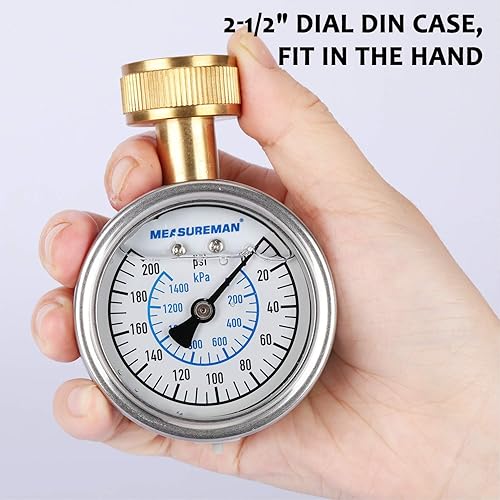 Miniatura 27 de Measureman - Manómetro de presión de agua de 0-200 psi, esfera de 2.5", medidor de presión para boquilla de manguera, probador de presión de agua