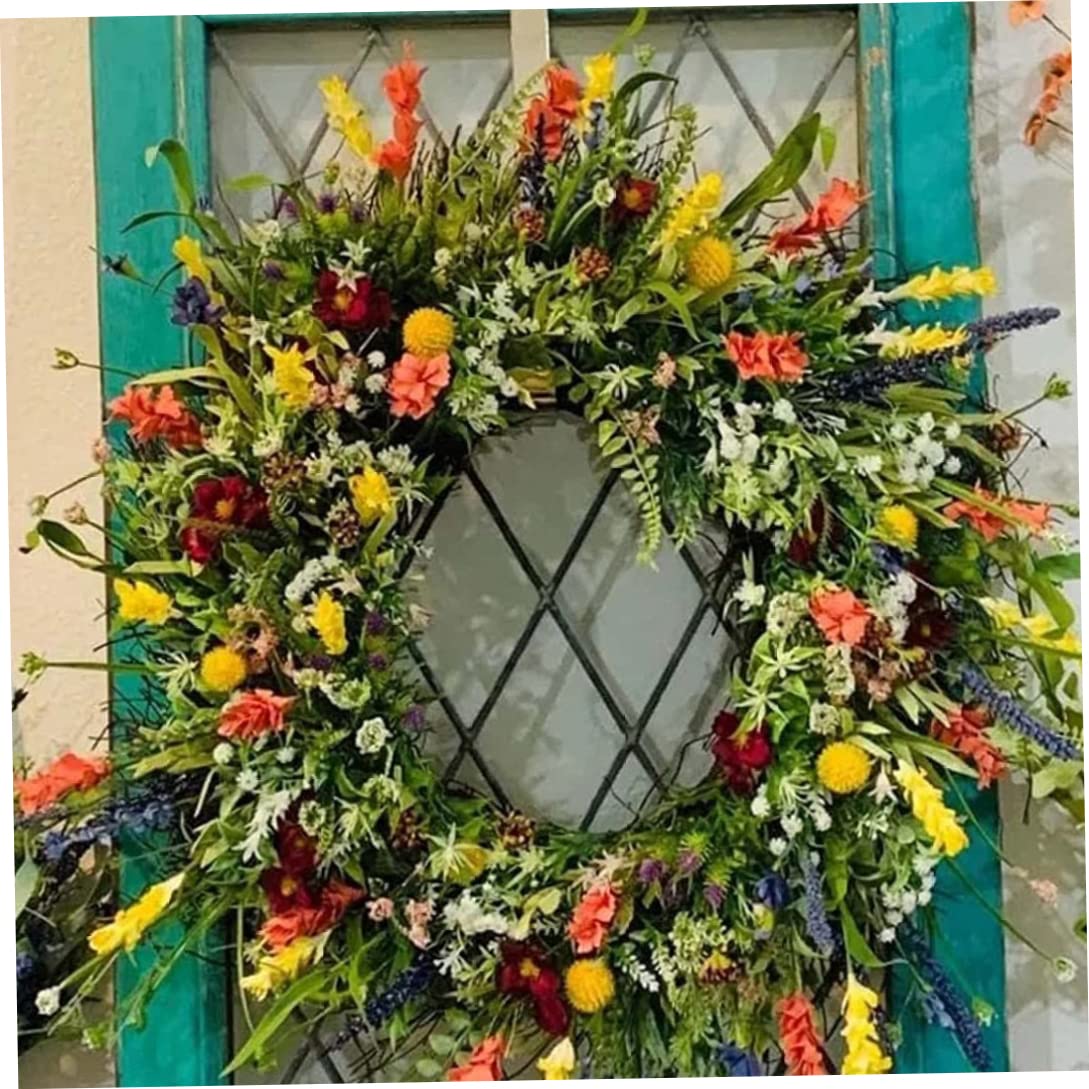 Deurkrans voor het hele jaar voor buiten, lente, zomer, wilde bloemenkrans, veelzijdige decoratie, lentekrans, meerkleurig, deurkrans voor lente, binnen