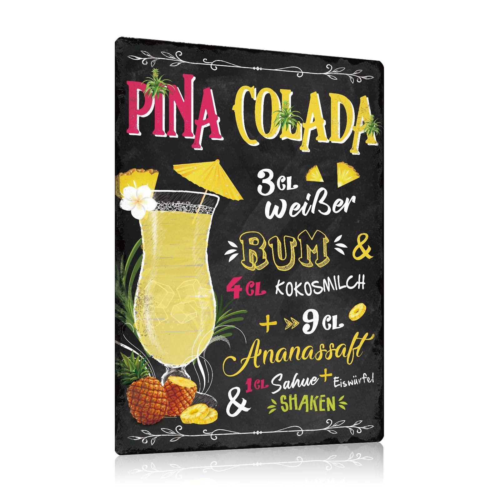 Juego de 5 letreros de metal retro para cócteles, receta, 20x30 cm, cartel de metal con texto gracioso, MAI TAI, MOJITO, PINA COLADA, DAIQUIRI, bar, bar y cocina