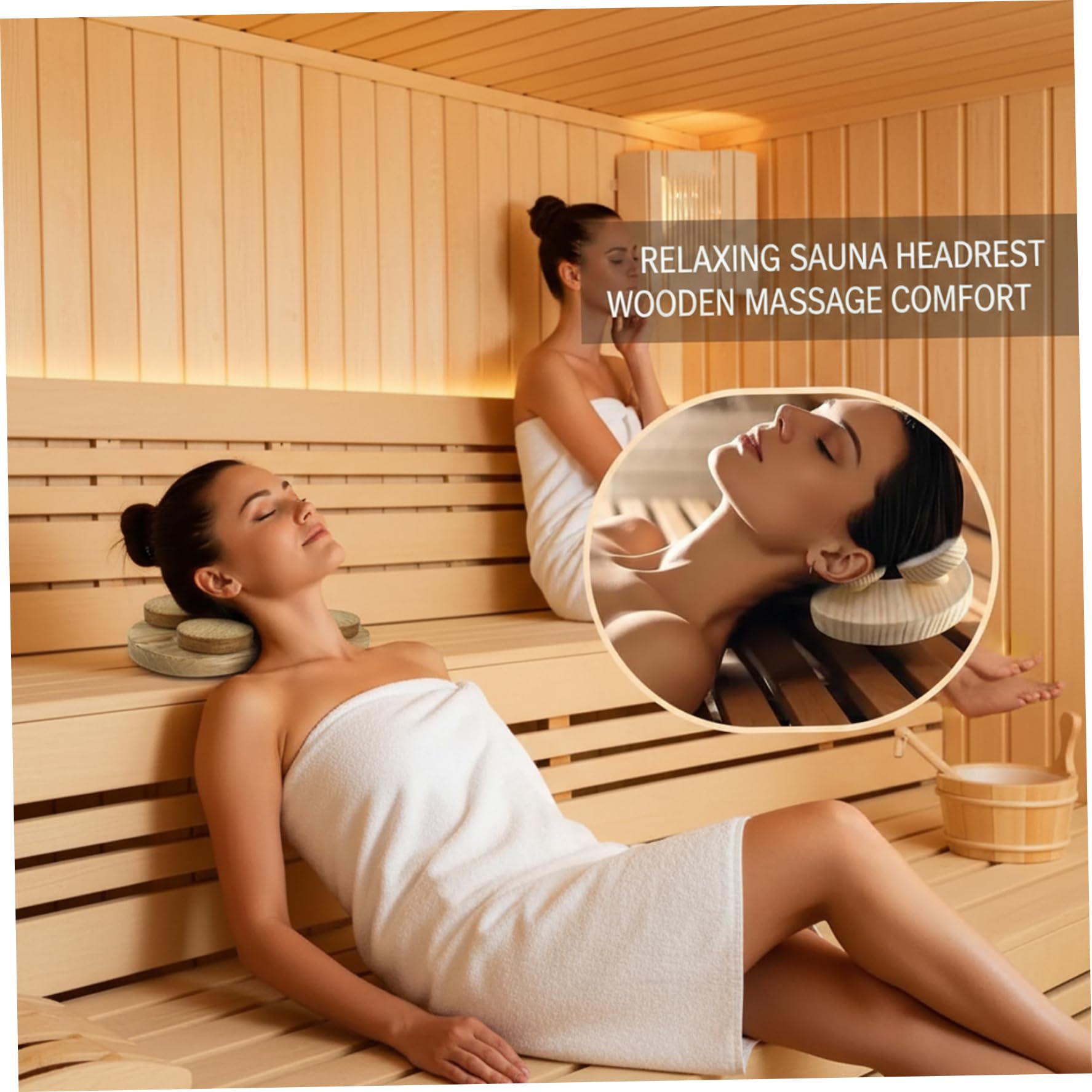 Almohada para sauna, reposacabezas de madera para sauna con diseño giratorio para soporte para el cuello, almohada ergonómica cervical para spa en el hogar y uso en la habitación, reposacabezas