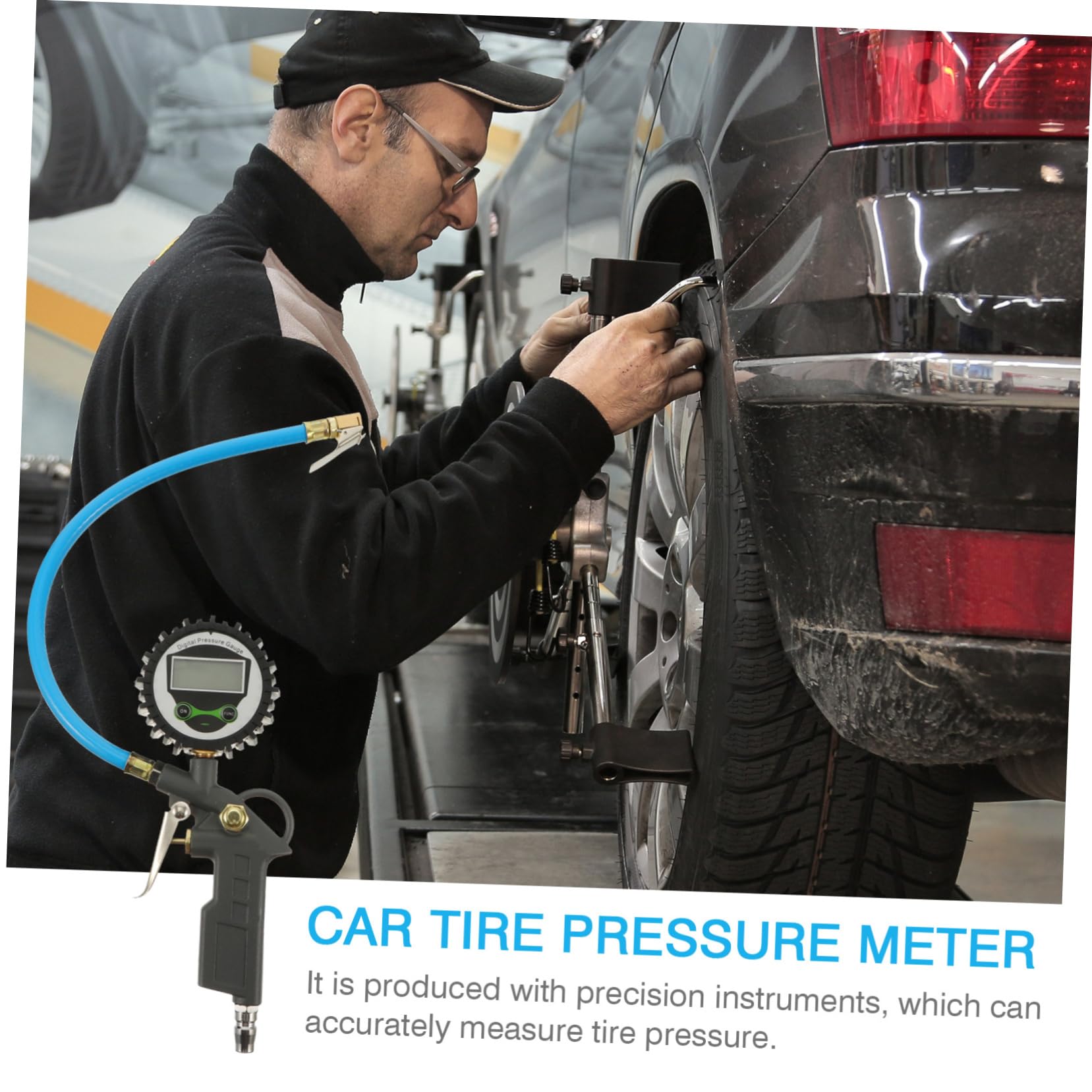 VALICLUD Manomètre de Pression de Pneu Portable pour Voiture Jauge de Pression de Pneus Électronique Précise et Outil de Test pour Gonflage et Vérification