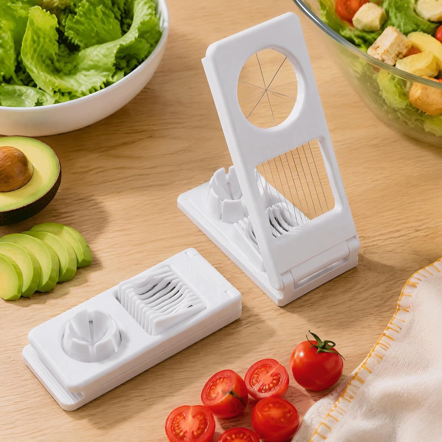2 in 1 Egg Cutter for Hard-Boiled Eggs, White image 5