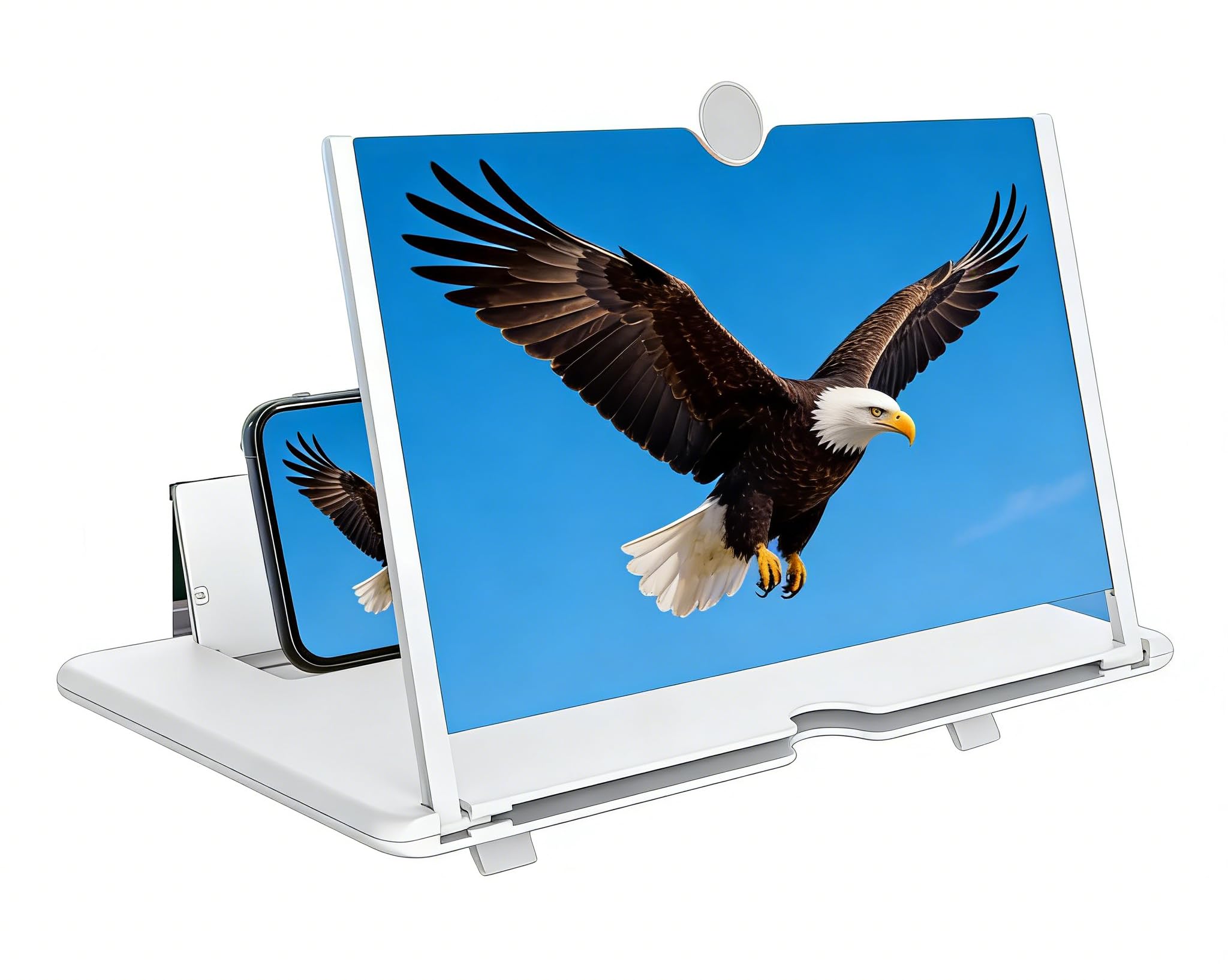 Photo 1 of Screen Magnifier, 3D Magnifier Projector Screen, Foldable Phone Stand with Screen Amplifier – Compatible with All Smartphones 12 inch (White)