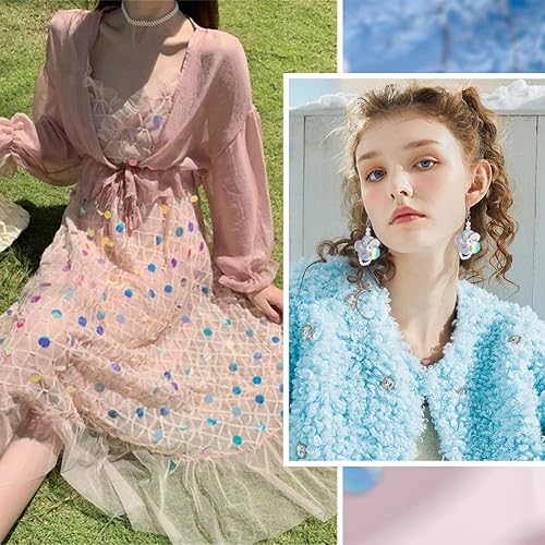 Miniatura 4 de PH PandaHall Lentejuelas sueltas de 6.35 oz, 6 estilos planos, redondos, grandes, lentejuelas iridiscentes, de plástico de PVC, para adornos,