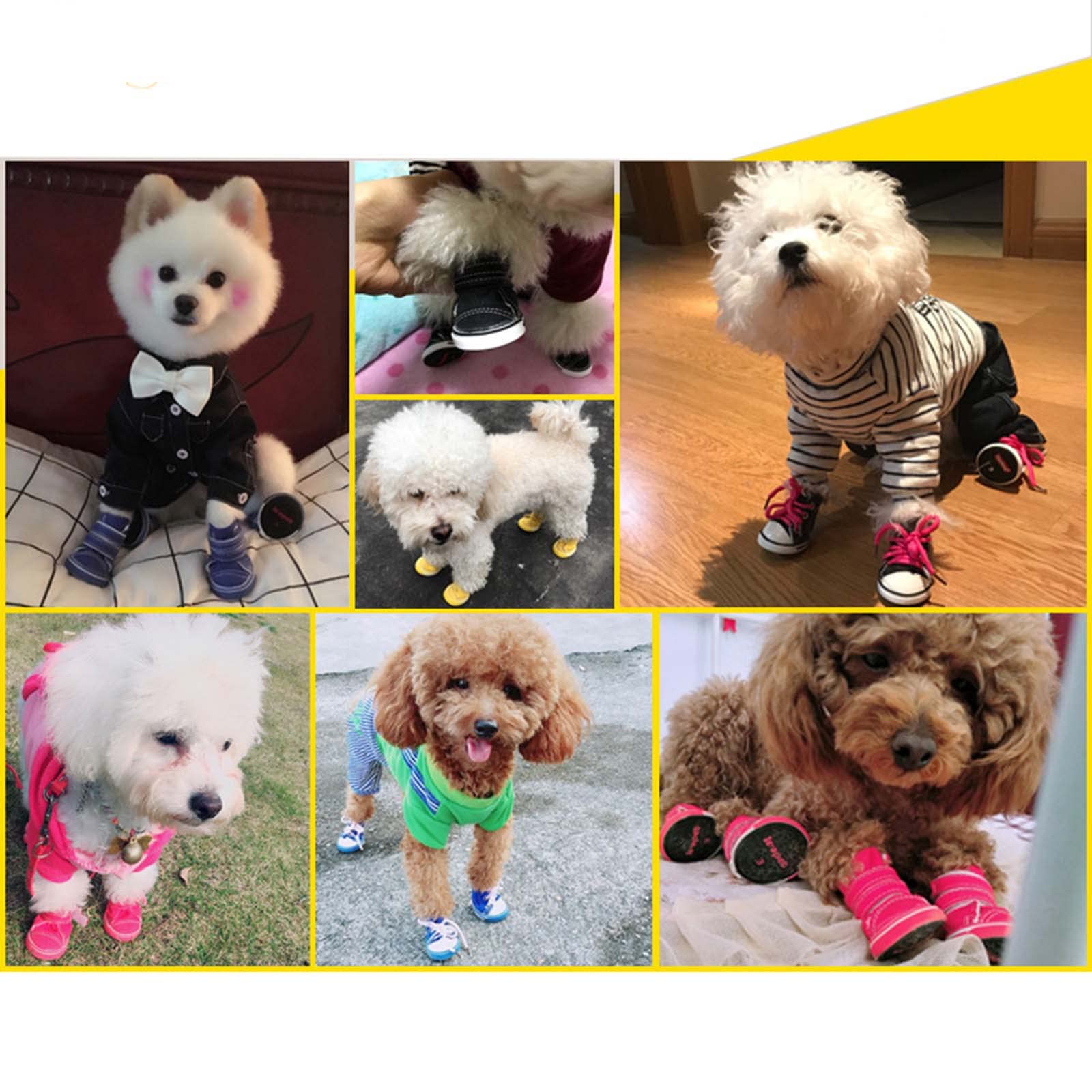 JUSHZ Hundeschuhe Pfotenschutz Dog Shoes Hund Schuhe Kleine Hunde Puppy Abriebfester Anti Rutsch Gegen Hitze Fußabdeckung Haustiere Frühling Sommer Dicke Sehnensohle Atmungsaktive (1,Yellow)