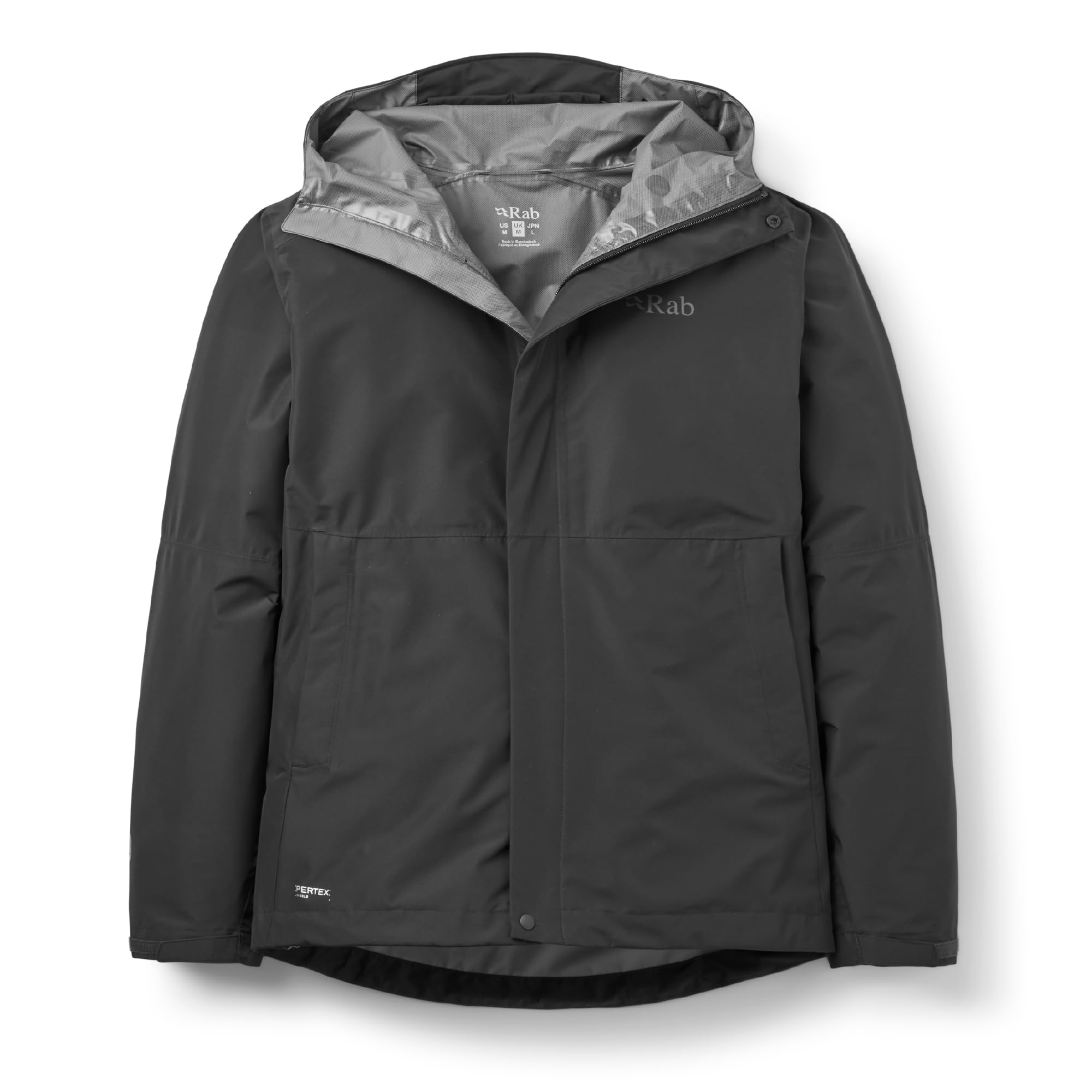Rab Men’s Downpour Jacket - Lightweight Waterproof Hooded Coat for Hiking & Trekking - Black - XX-Large