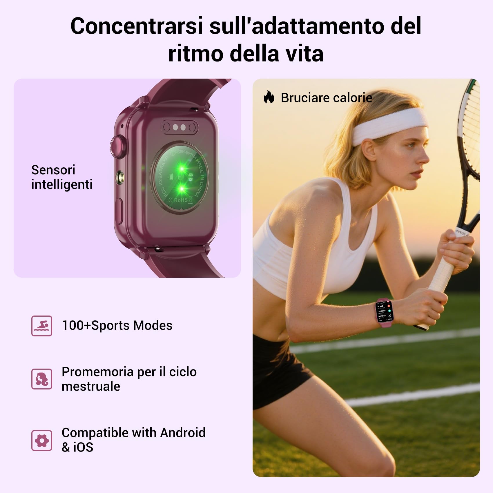 Baolubao Smartwatch Donna, Orologio Smartwatch con LED Torcia, Effettua/Risposta Chiamate, Orologio Intelligente con DIY Quadranti, Contapassi, Sonno, Smart Watch per Android iOS(2 Cinturini)