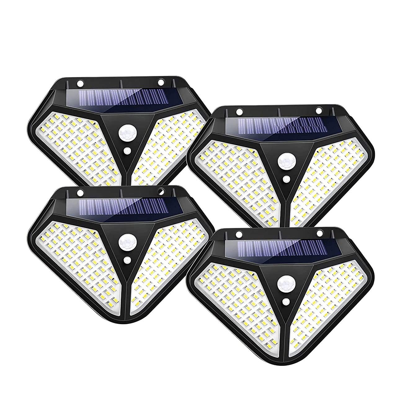Luces solares al aire libre, 102 luces de sensor de movimiento inalámbrico LED, luz de pared impermeable IP65 Luces de seguridad fáciles de instalar para jardín al aire libre, patio, patio, cubi