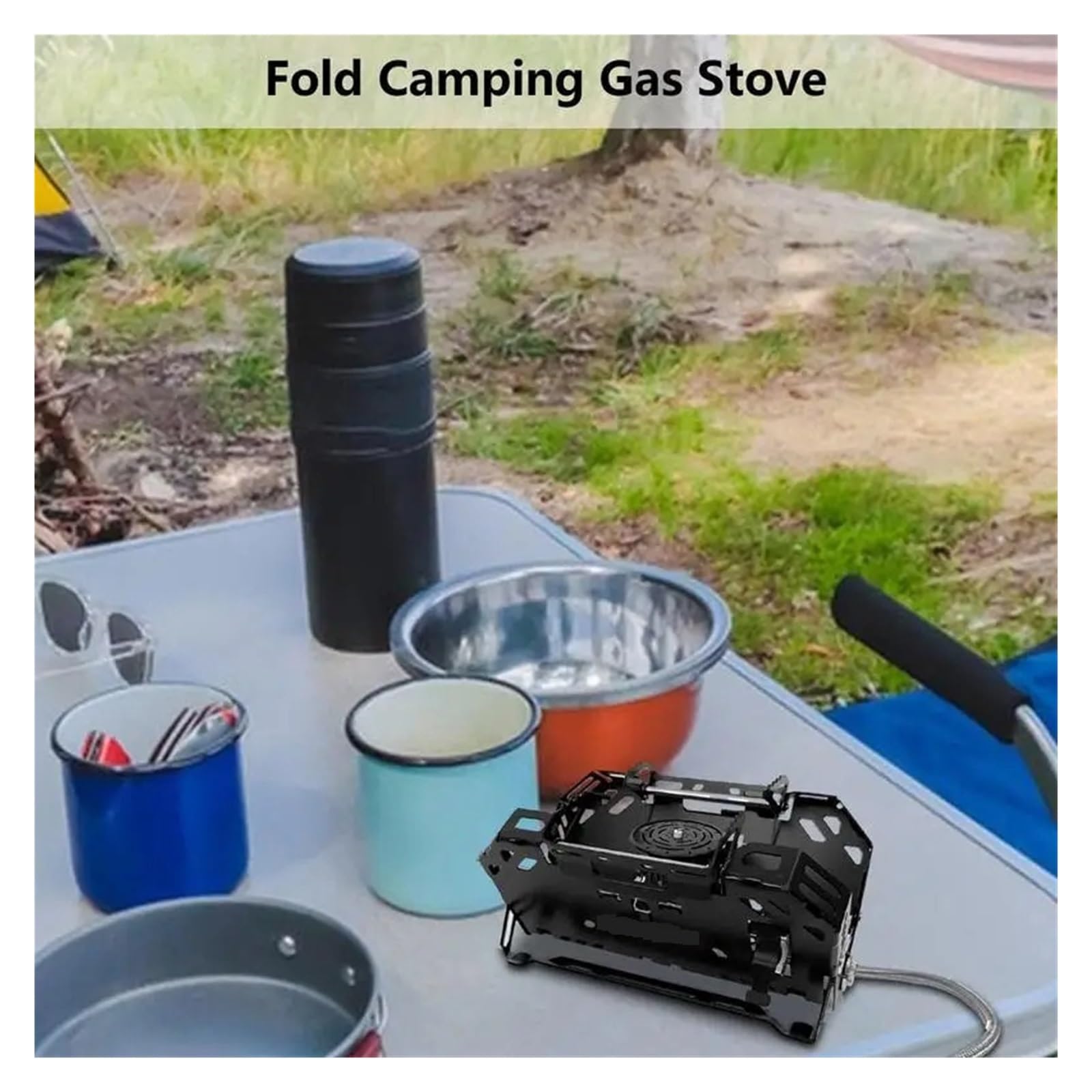 Cuisinière À Gaz De Camping 2400W, Réchaud Randonnée Pliable, En Plein Air, Barbecue Voyage, Gril, Brûleur, Système Chauffage Facile à Cuisiner