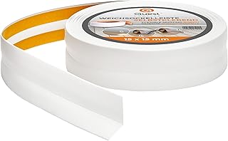 Quest Weichsockelleiste Selbstklebend - 15 mm x 15 mm - PVC Knickleiste, Abschlussleiste für Küche, Badezimmer - Dichtungsband Flexibel, Dicht, Dekorativ - 5 Meter, Weiß