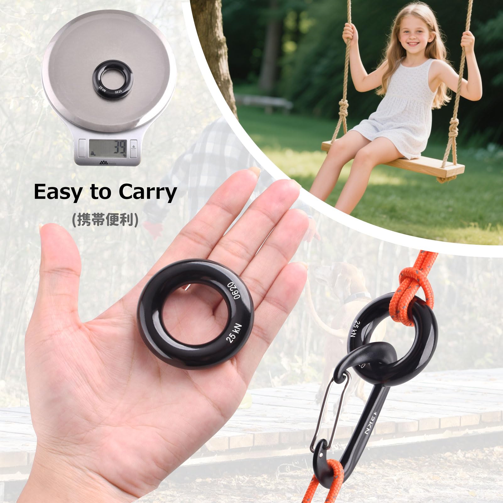 Azarxis Swivel Girella per Arrampicata e Cerchio Aereo 360° Rotante Anello Girevole Discensore 30kN per Yoga Arrampicata Alpinismo Salita Altalena