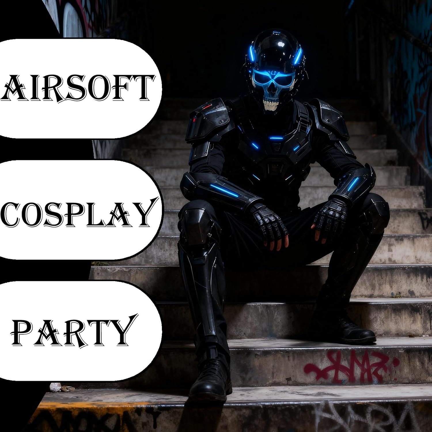 Futuristic Techwear Sci Fi Gothic Mask, Airsoft Skull Full Face Protective Mask, Halloween Cosplay Costume Suitable for Outdoor Sports CS