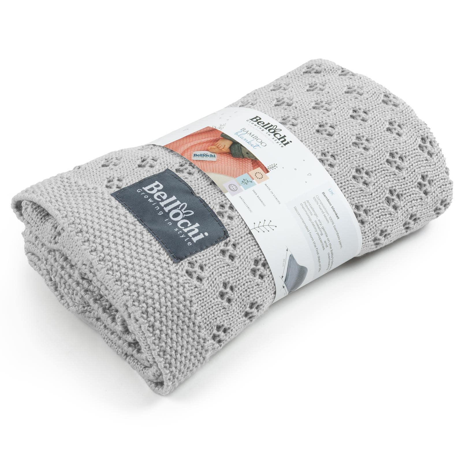 Bellochi Manta de Bambu para Bebe - Acogedor y Calada Mantita para Chica o Chico - Suave Aireado Verano Manta Bebe Recien Nacido - Hecha a Mano - 100x80 cm - Stella