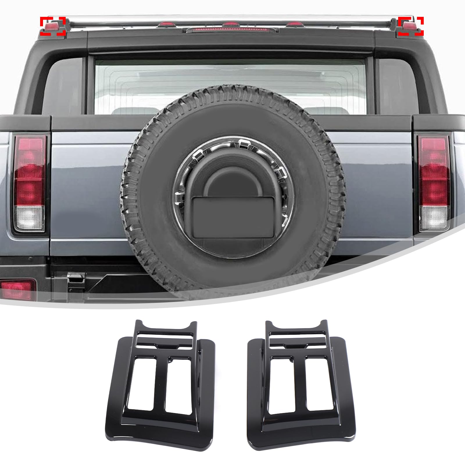 PIUGILH Cab Roof Running Side Light Cover Trim Compatible with Hummer H2 2003 2004 2005 2006 2007 2008 2009 2010 Accessories (Piano Black)