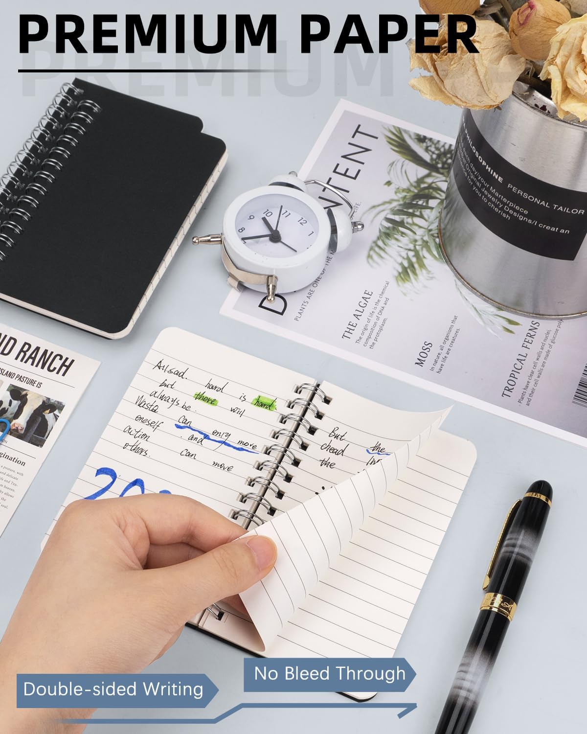 Dynta Cuadernos en espiral de 3 x 5 a granel, 60 paquetes de cuadernos de bolsillo pequeño, mini blocs de notas, cubierta de cartón negro para tomar notas, escribir, oficina, escuela, trabajo,